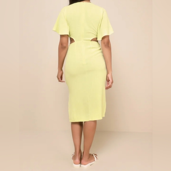 Lulus Women's Summer Journey Light Green Tie-Front Cutout Midi Dress, NWOT, MED - Picture 8 of 13
